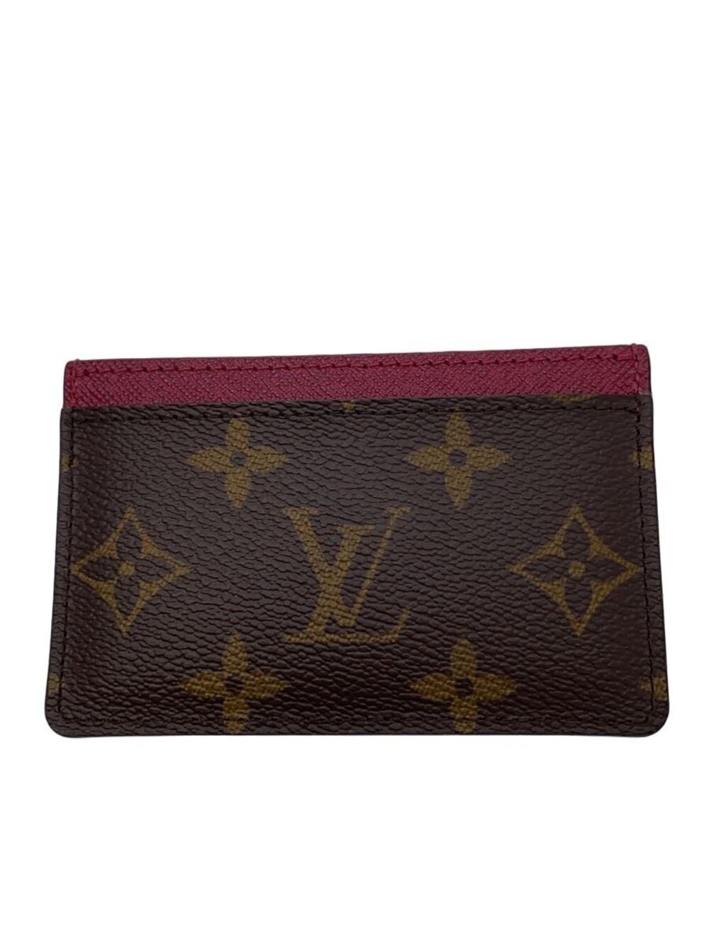 LOUIS VUITTON Porte Wallet Cartes Monogram Canvas Fuschia Pink Canvas RED